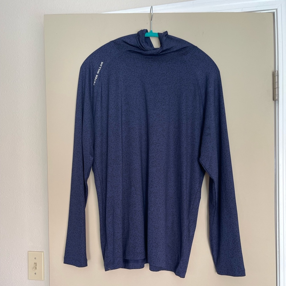 Peter Millar Men's Stealth Performance Blue-Patterned Hoodie - Picture 3 of 6